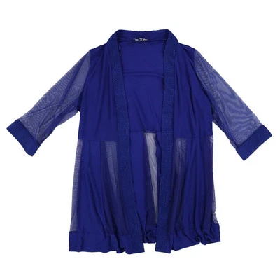 Prenda exterior de noche para mujer R&M Richards manga 3/4 azul brillante 16W Foto 1 de 2