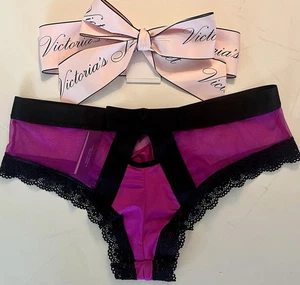 NWT Small Victoria's Secret “Very Sexy” PURPLE Satin/Lace Cut-Out BOW Panties - Picture 1 of 5