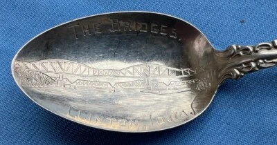 Gorham Whiting Louis XV Sterling Silver Souvenir Spoon Clinton Iowa Bridges - Image 1 of 4