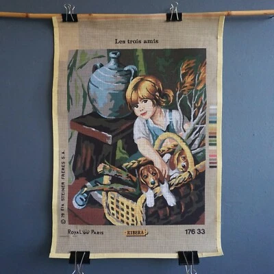 Royal Paris Needlepoint Canvas 1970s French Tapestry Steiner Freres 17 x 25 - Image 1 of 2