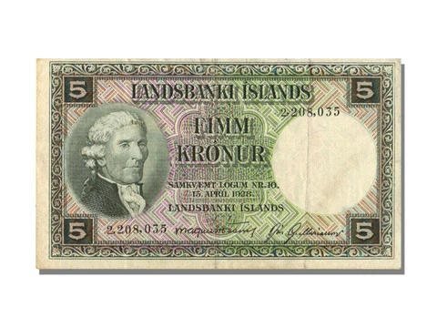 [#52796] Banknote, Iceland, 5 Kronur, 1928, AU Cover