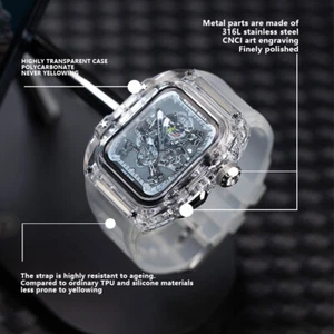 Transparent Case Rubber Band Mod Kit For Apple Watch Ultra 49mm Series 8 7 6 SE - Picture 1 of 22