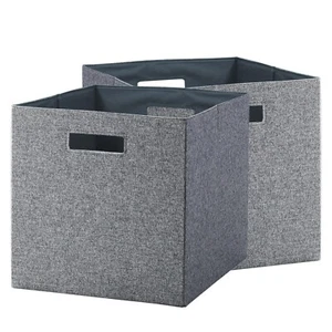 Better Homes & Gardens Fabric Cube Storage Bins (12.75" X 12.75"), Gray, 2 Pack - Picture 1 of 5