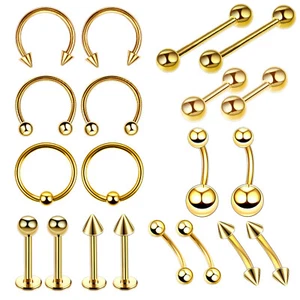 10-110PCS Steel Mix Piercing Kit Nose Septum Belly Lip Ring Daith Earring 14/16G - Picture 1 of 24