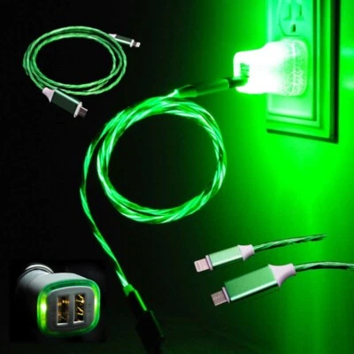 USB-C to Type C or iPhone Fast Charging LED Moving Light Up Cable Phone Cord - Image 1 of 4