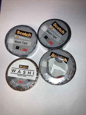 Lot of 4 Scotch Expressions Washi Tape 0.59"x10.9yds And 0.59”x7.65 Yd Assorted - Image 1 of 2