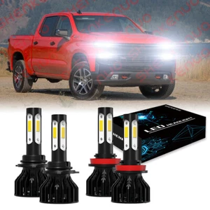 For 2019-2021 Silverado 1500 WT Custom 6000K 4pc LED Headlights Hi-Lo Beam Bulbs - Picture 1 of 11