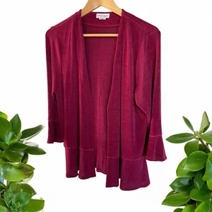 Draper's & Damon's Wine/ Maroon Slinky Open Cardigan Jacket Size Large - Picture 1 of 7