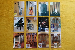Luxemburgo - 12 tarjetas máximas música instrumentos musicales / entre otros órgano, guitarra, violín - Imagen 1 de 4
