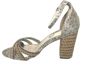 VERY G Slither Open Toe Ankle Strap Pumps Women's  9 Camel 3.5" Heel Retail $55 - Picture 1 of 10