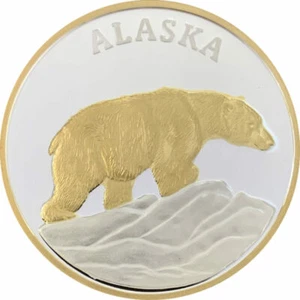 Medallón de plata oso polar de Alaska como nuevo medallón de oro a prueba 1 oz. - Imagen 1 de 2