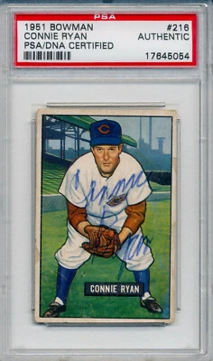 1951 Bowman CONNIE RYAN Signed Card #216 Auto Slabbed Cincinnati Reds RC PSA/DNA - Image 1 of 2