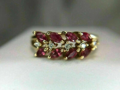 2.50Ct Marquise Cut Lab-Created Red Ruby Engagement Ring in 14K Yellow Gold Over - Image 1 of 4