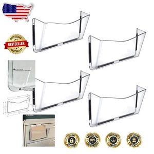 Clear Magnetic Wall File Holders - 4-Pack Polystyrene Organizers for Office - Picture 1 of 7