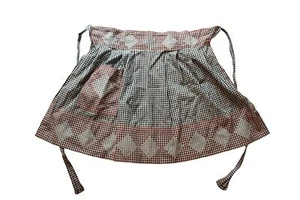 Vintage Black Gingham Hostess Apron Chicken Scratch Embroidery 54847 - Picture 1 of 4