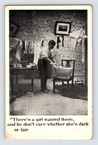 Postcard Valentine's Day Bachelor Love Lorn Laundry 1907 Posted Undivided Back - Picture 1 of 2