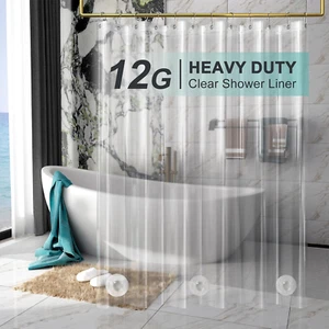 Heavy Duty Shower Curtain Liner 12 Gauge, 72 X 72 Inches Clear Shower Curtain Li - Picture 1 of 12