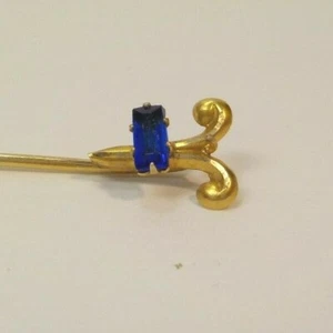 Antique Estate 14 K Gold, Blue Stone (Sapphire ?) Stick Pin (#6) - Picture 1 of 7