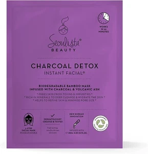 Seoulista Beauty Charcoal Detox Instant Facial – Face Sheet Mask - 25ml NEW - Picture 1 of 6