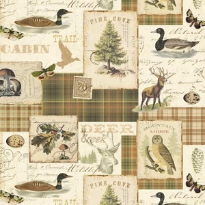 North Memories  Mountain Lodge Cabin Sewing Quilt Quilting Fabric FQ Wild Apple  - Picture 1 of 3