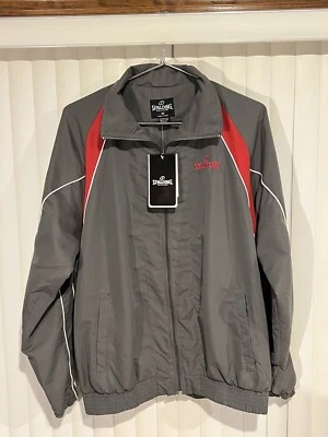Spalding Windbreaker Mens Medium Zip Up Runner Gray & Red 100% Polyester - Image 1 of 3