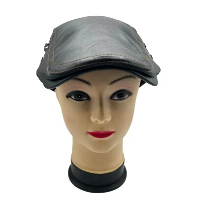 Gorra ajustable unisex de noticiero motociclista boina de cuero PU taxista pintor sombrero plano Foto 1 de 4