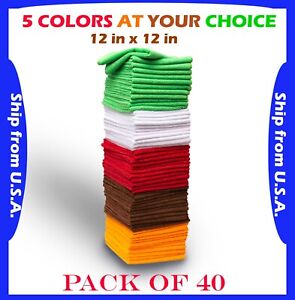 40 Pack Microfiber Cleaning Cloth Towel Rag Carwash Polishing Detailing 
