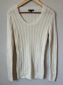 Express 100% Kaschmir Pullover Elfenbein Zopfmuster Slim Fit Gr. Large L weich creme - Bild 1 von 8