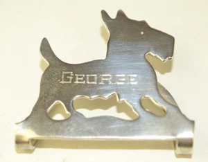 VINTAGE LUNT #510 STERLING SILVER SCOTTY DOG NAPKIN CLIP MONOGRAMMED GEORGE - Picture 1 of 4