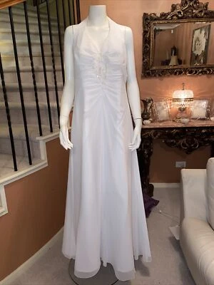 90%off  New Designer Mari Gourlay 18 Wedding dress Crystal $2500 Beaded M L - Image 1 of 4