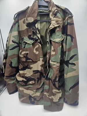 Vintage  Army Military Parka Jacket Men's Small /regular Woodland Camouflage  - Image 1 of 4