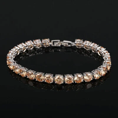 New Holiday Party Girls Jewelry Morganite Topaz Gemstone Women Silver Bracelets - Image 1 of 4