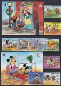 Walt Disney 4 foglietti e 18v, serie complete MNH / P291 - Foto 1 di 2