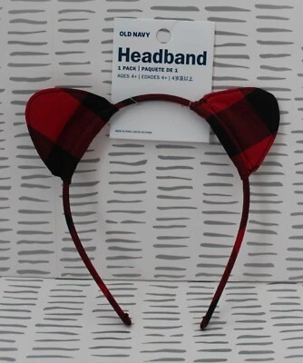 Diadema de gato polar azul marino antigua para niñas rojo búfalo a cuadros edades 4+ nueva con etiquetas Foto 1 de 4