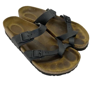 Birkenstock Mayari Birko Flor Black Leather Sandals Womens Sz EU 36 US W5 - Picture 1 of 12