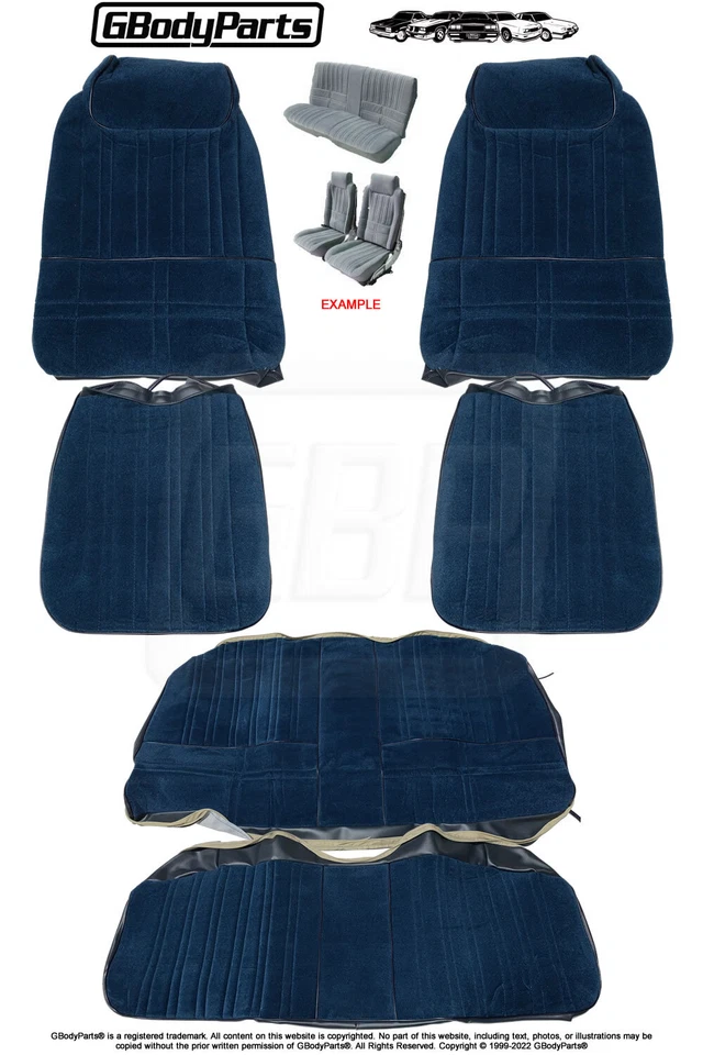 Juego de fundas de tapicería de asiento de cubo Cutlass Supreme 442 81-85 AZUL OSCURO Foto 1 de 4