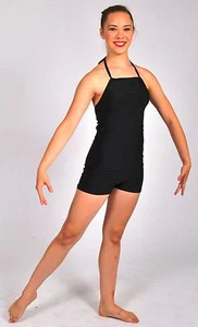 NWT Pumpers Black Spandex Halter Short Leg Unitard Adult S - Picture 1 of 3