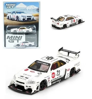 Mini GT 1:64 Nissan LB-ER34 Super Silhouette ATHLETE/COLLET  White MGT0105-P10 - Image 1 of 4