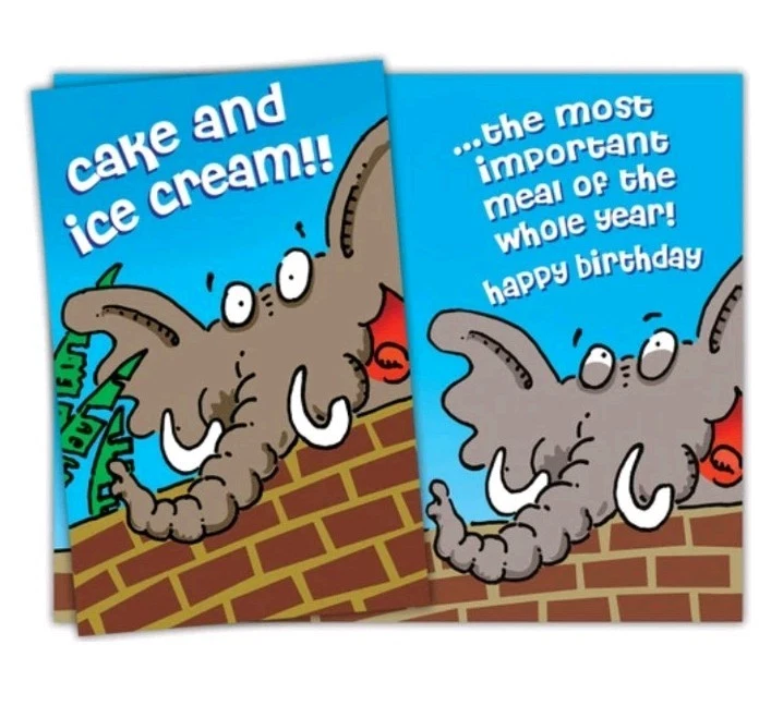 5 X 7 Inches Happy Birthday Greeting Card Elephant Funny Humor Cute SW - Image 1 of 1