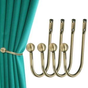 Curtain Holdback, 4 Pcs Wall Mounted Drapery Tiebacks with Screws, Heavy Duty... - Picture 1 of 8