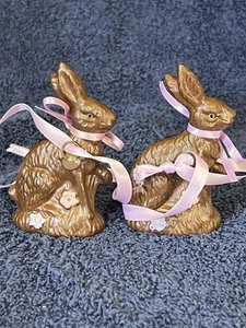 Conejo de Pascua Conejo Imitación Chocolate Estatuillas 3” Juego de 2 Lillian Vernon De Colección - Imagen 1 de 5