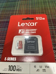 Lexar E-Series 512GB Micro SD Card, microSDXC UHS-I Flash Memory Card - Picture 1 of 2