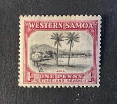 1935 George V Western Samoa 1d one penny APIA red black stamp - MH - Image 1 of 2