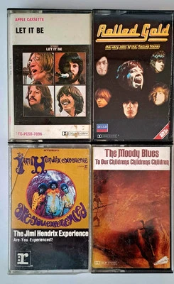The Beatles (Let It Be) Rolling Stones Jimi Hendrix Moody Blues Cassettes 60s - Image 1 of 4