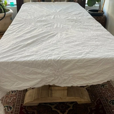 Funda nórdica Imperial Elegance blanca 84" x 89" encaje floral bordado cottagecore Foto 1 de 4