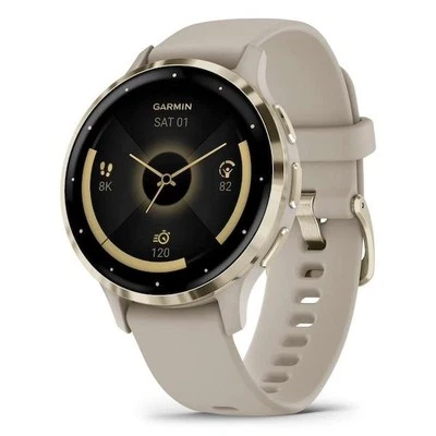 Garmin Venu 3s Music GPS Smartwatch Activity Monitor Watch - French Grey Gold - Image 1 of 4