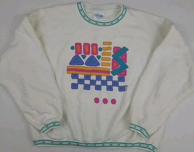 Sudadera Vintage 1991 Fresh Produce Multicolor Estampado Abstracto Arte Algodón Años 90 Foto 1 de 4