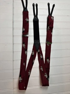Vintage Polo Ralph Lauren Bear Suspenders Butler Burgundy - Picture 1 of 24