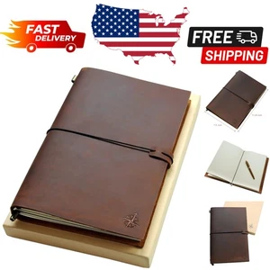 Grande quaderno da viaggio in pelle - fatto a mano, ricaricabile e robusto 7,5"x11" - Foto 1 di 8