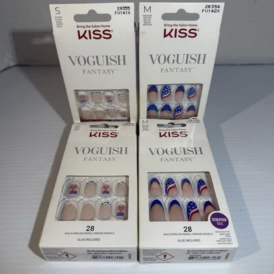 4 x KISS Voguish Fantasy Patriotic Glue-On Summer Nails, Stars 28 Pcs Each - Image 1 of 4